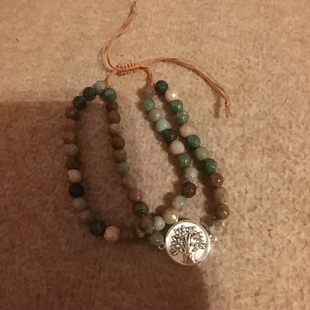 Natural stone family tree bracelet